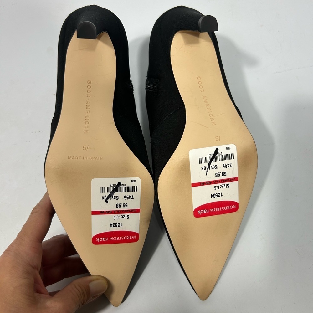 NEW Good American The Icon Ankle Sock Booties
Black Pointed Toe Stiletto 5.5 - Picture 6 of 9